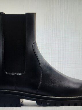 Arezzo Black Leather "Brandy" Lug Boots. NIB. Size 9.5